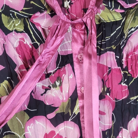 Y2K Sunny Leigh Floral Sheer Button Up Top Size L Fairy Romantic Girly Pink - Picture 7 of 16